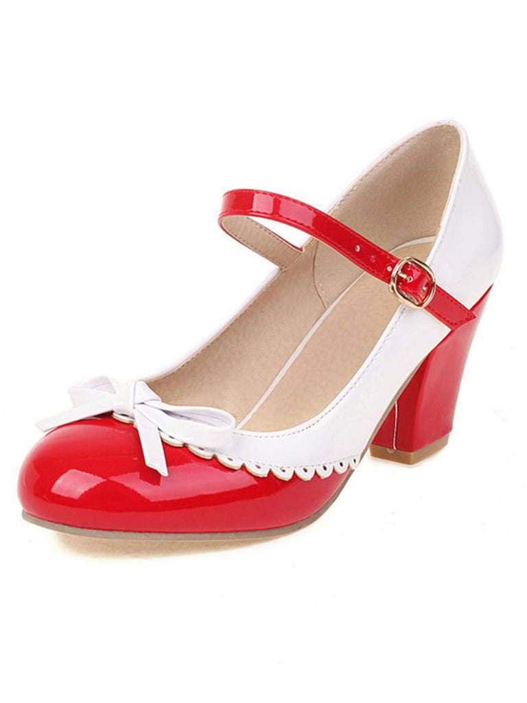 Bowknot Chunky Heels Mary Jane Shoes — vintage elegance for the modern woman