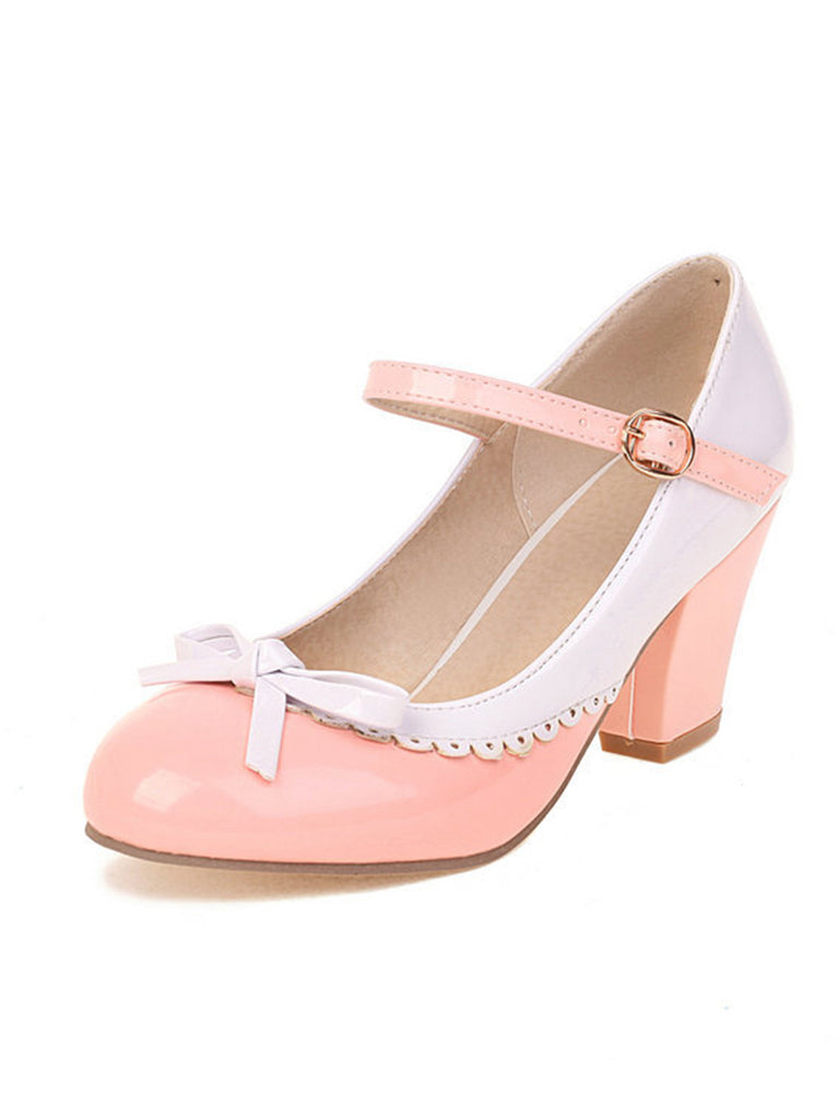 Bowknot Chunky Heels Mary Jane Shoes — vintage elegance for the modern woman