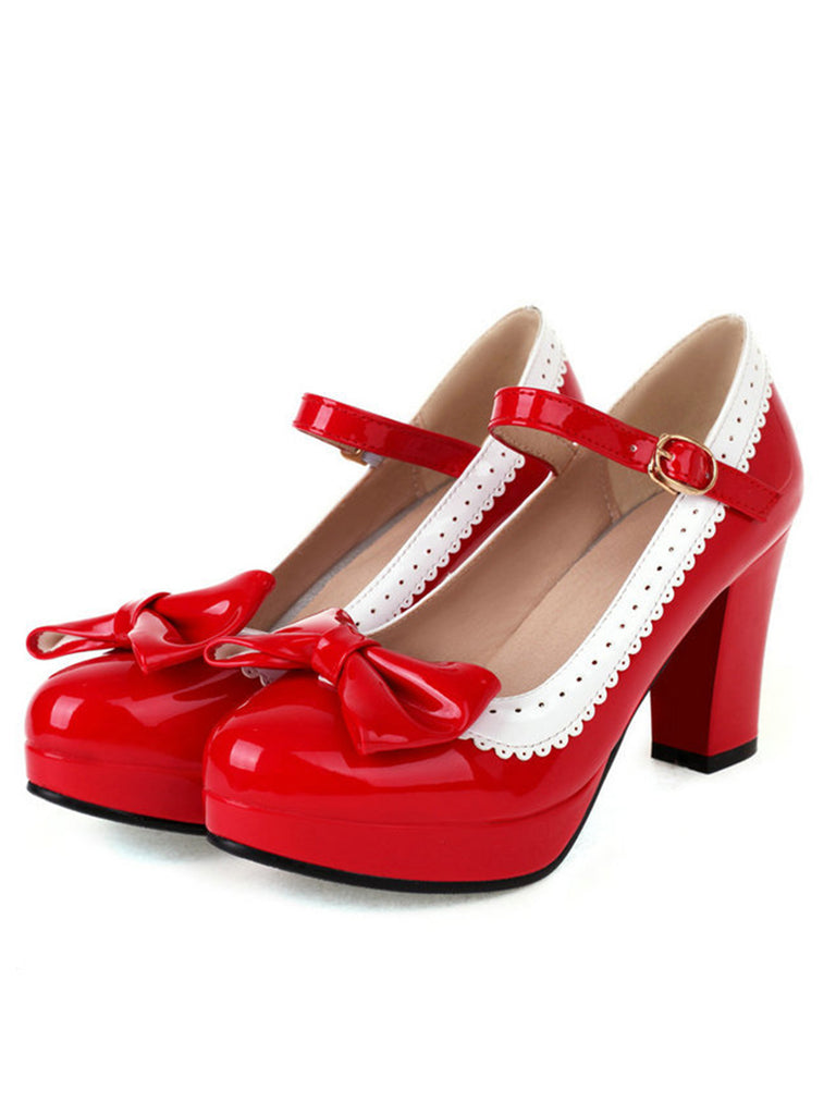 Bowknot Chunky Heels Mary Jane Shoes — vintage elegance for the modern woman