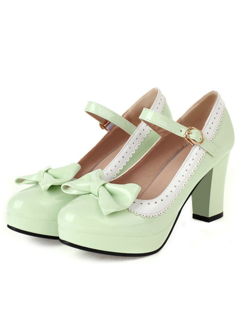 Bowknot Chunky Heels Mary Jane Shoes — vintage elegance for the modern woman