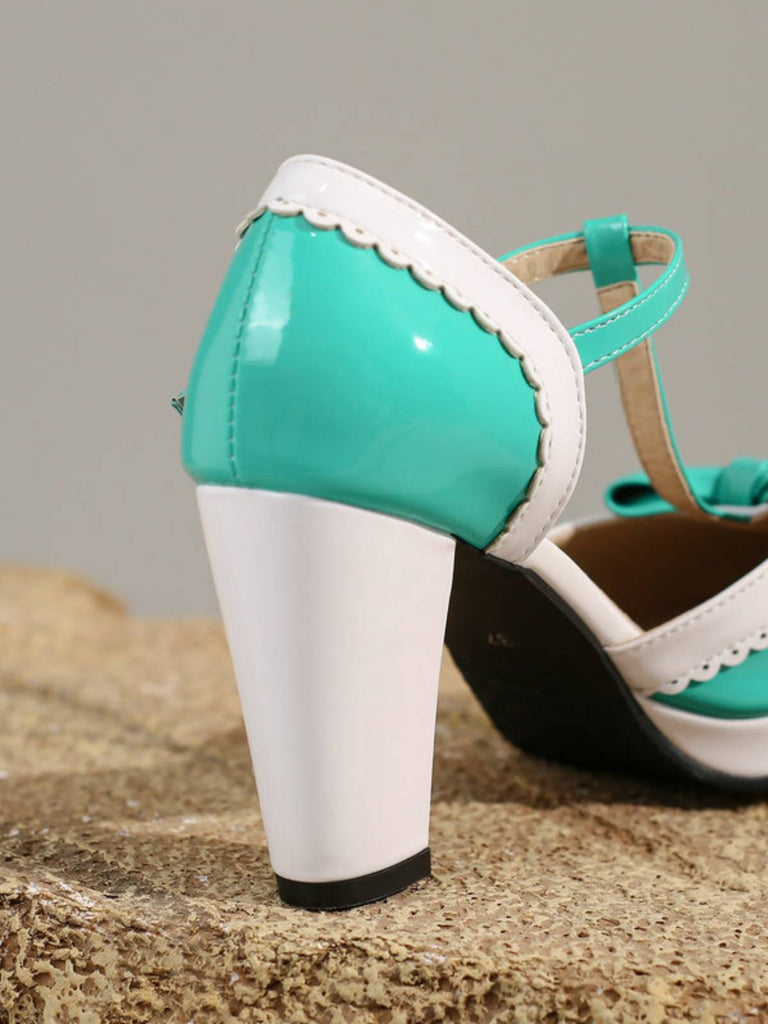 Bowknot Chunky Heels Mary Jane Shoes — vintage elegance for the modern woman