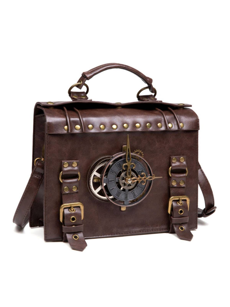 Brown Halloween Clock Decoration Bag, vintage bag, retro purse - perfect for women who love vintage and retro fashion