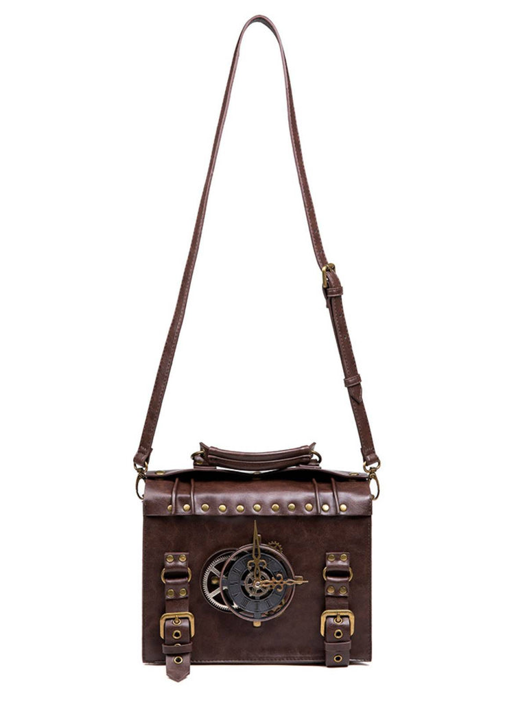 Brown Halloween Clock Decoration Bag, vintage bag, retro purse - perfect for women who love vintage and retro fashion