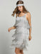 She slips into this [Clearance] Belted Gray 1920s Fringe Gatsby Dress and suddenly it's a 1920s daydream