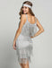 This [Clearance] Belted Gray 1920s Fringe Gatsby Dress wraps her in 1920s elegance, one twirl at a time