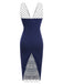Dark Blue 1960s Patchwork Pencil Dress — vintage elegance for the modern woman