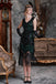 Dark Green 1920s Sequined Flapper Dress: where 1920s romance meets her modern spirit
