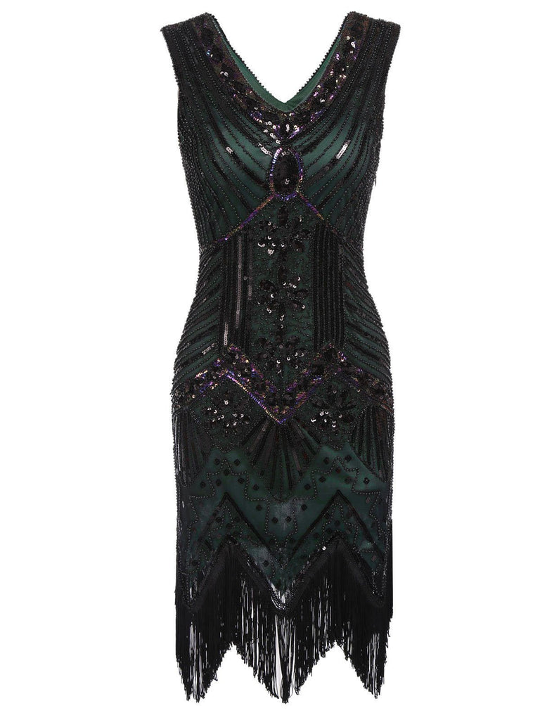 Dark Green 1920s Sequined Flapper Dress — a 1920s silhouette that turns sidewalks into runways