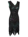 Dark Green 1920s Sequined Flapper Dress: where 1920s romance meets her modern spirit