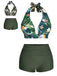 Dark Green 1930s Reversible Halter Swimsuit: timeless style reimagined