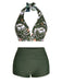 Dark Green 1930s Reversible Halter Swimsuit: timeless style reimagined