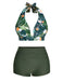 Dark Green 1930s Reversible Halter Swimsuit — vintage elegance for the modern woman