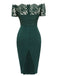 Dark Green 1960s Lace Off-shoulder Dress: timeless style reimagined