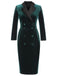 Dark Green 1960s Lapel Button Velvet Dress: timeless style reimagined