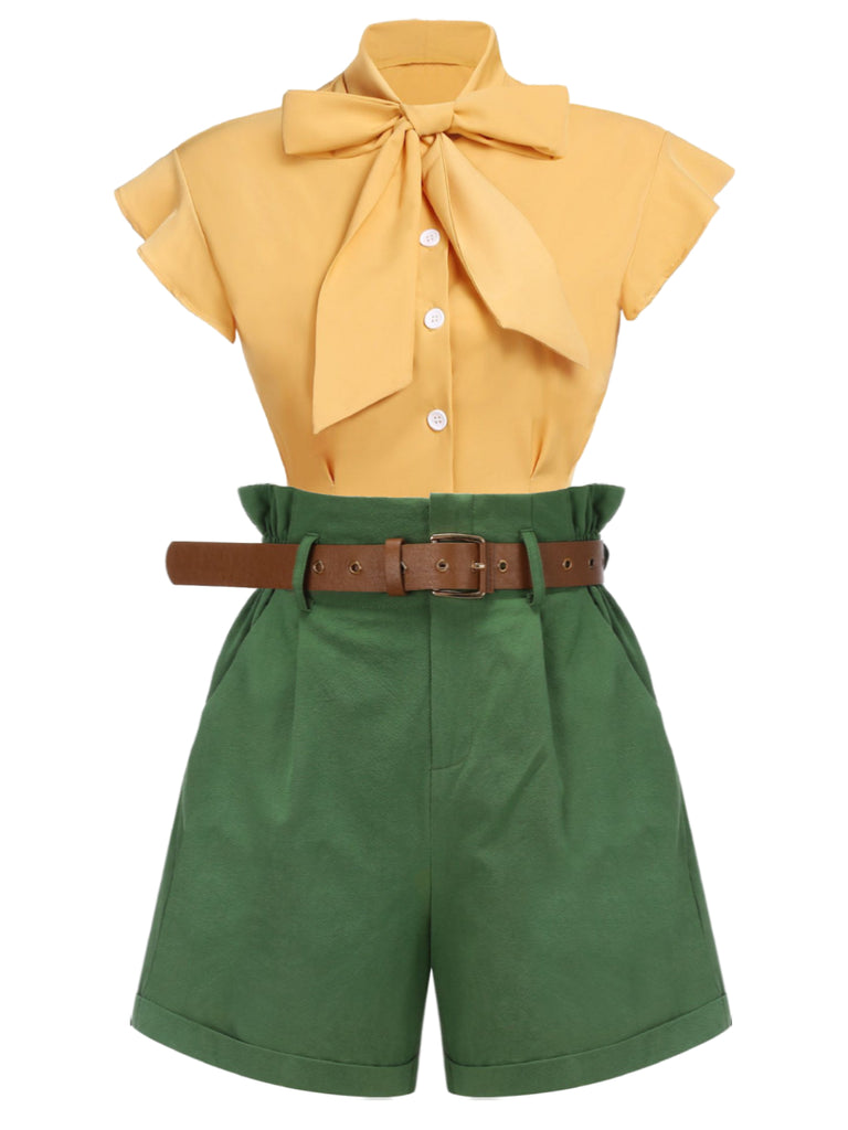 Dark Green 1960s Solid Vintage Shorts — vintage elegance for the modern woman