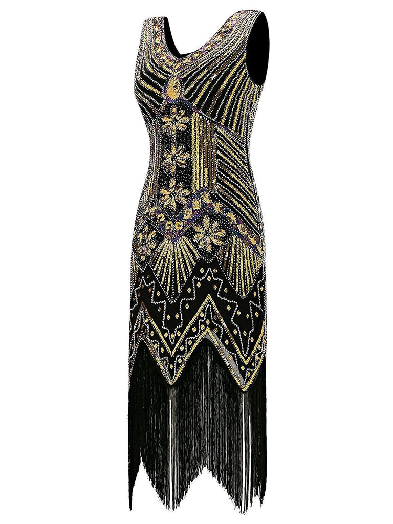 Gold 1920s Sequined Flapper Dress — classic beauty whispers stories