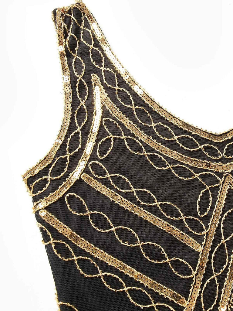Gold 1920s Sequined Flapper Dress — vintage elegance for the modern woman
