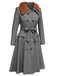 Gray 1930s Faux Fur Lapel Collar Coat - vintage fashion, retro style