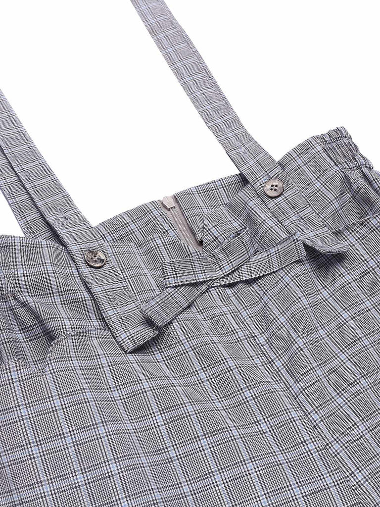 Gray 1950s Plaids Suspender Pants: timeless style reimagined