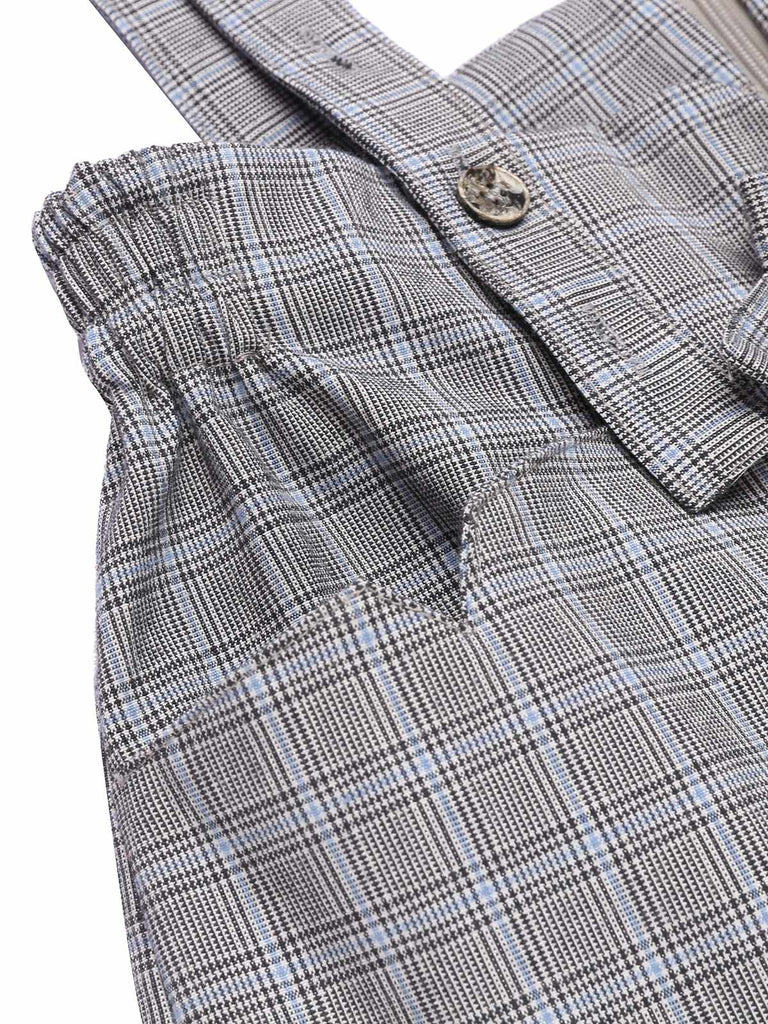 Gray 1950s Plaids Suspender Pants — vintage elegance for the modern woman