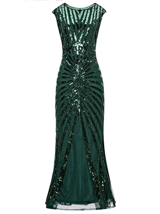 Green 1920s Sequin Art Deco Maxi Dress: timeless style reimagined