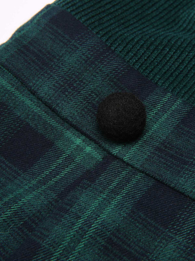 Green 1930s Plaid Turtleneck Fishtail Dress: timeless style reimagined