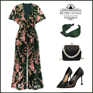 Green 1930s Velvet Vintage Jumpsuit: timeless style reimagined
