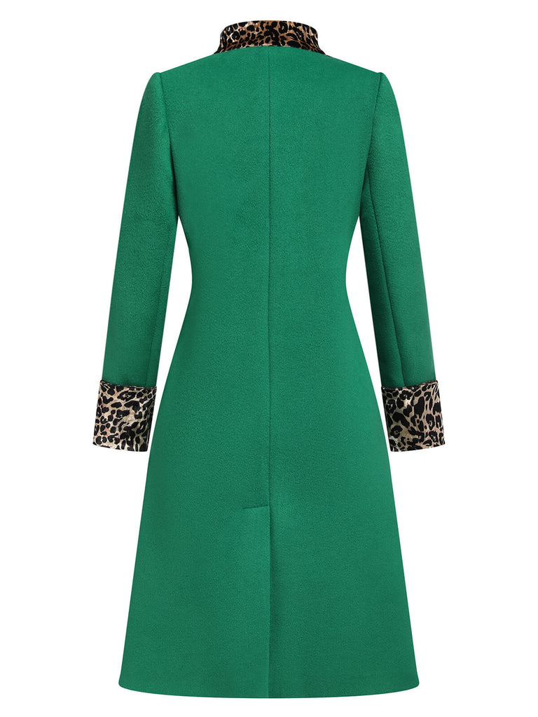 Green 1940s Leopard Patchwork Button Coat, vintage coat, retro outerwear - perfect for women who love vintage and retro fashion