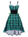 Green 1950s Furry Strap Plaid Swing Dress: timeless style reimagined