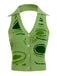 Green 1950s Knitting Halter Button Tops - vintage fashion, retro style