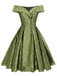 Green 1950s Off-Shoulder Vintage Dress — vintage elegance for the modern woman