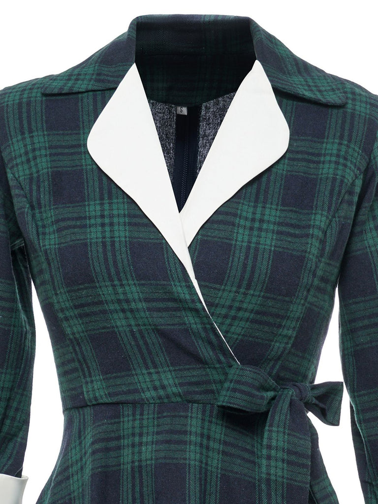 Green 1950s Plaid Shawl Collar Dress — vintage elegance for the modern woman