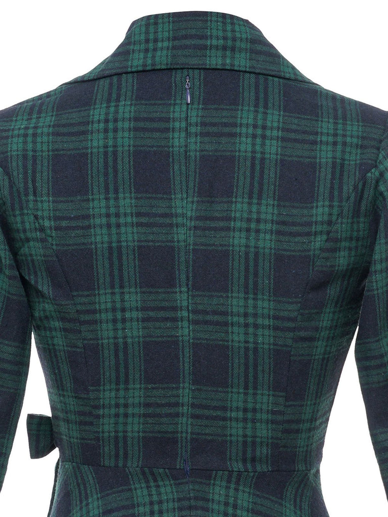 Green 1950s Plaid Shawl Collar Dress — vintage elegance for the modern woman