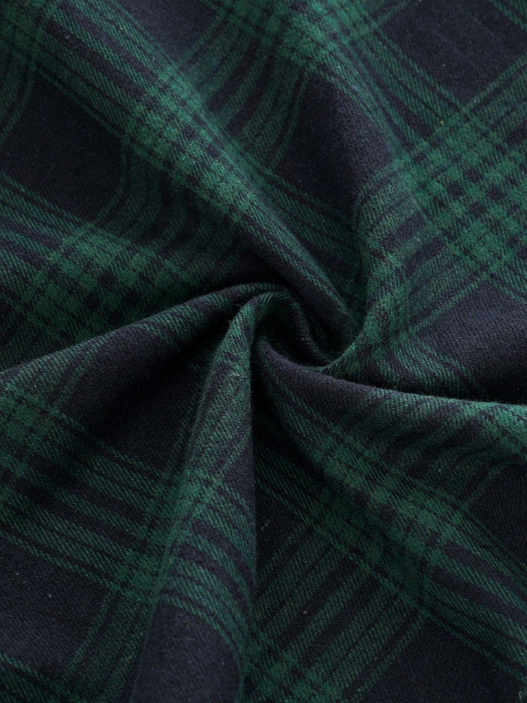 Green 1950s Plaid Shawl Collar Dress: timeless style reimagined