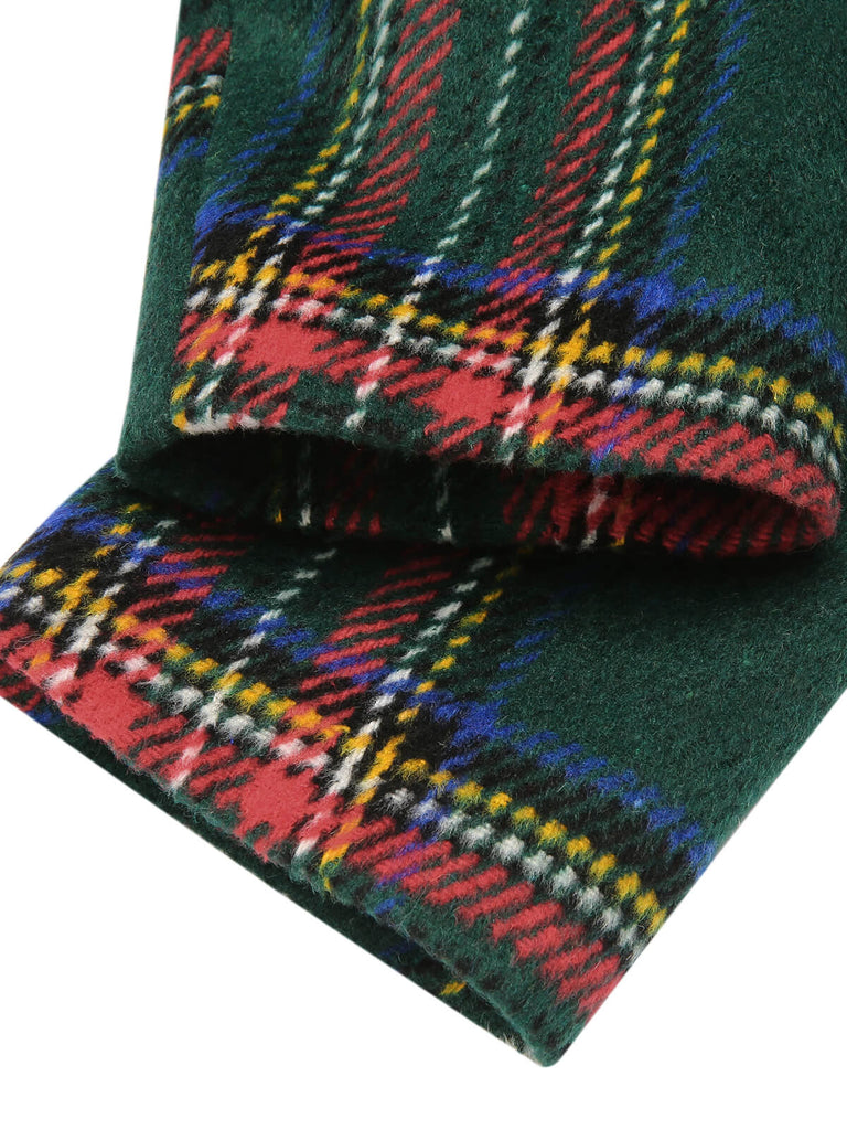 Green 1960s Plaid Fur Collar Pencil Coat - vintage fashion, retro style
