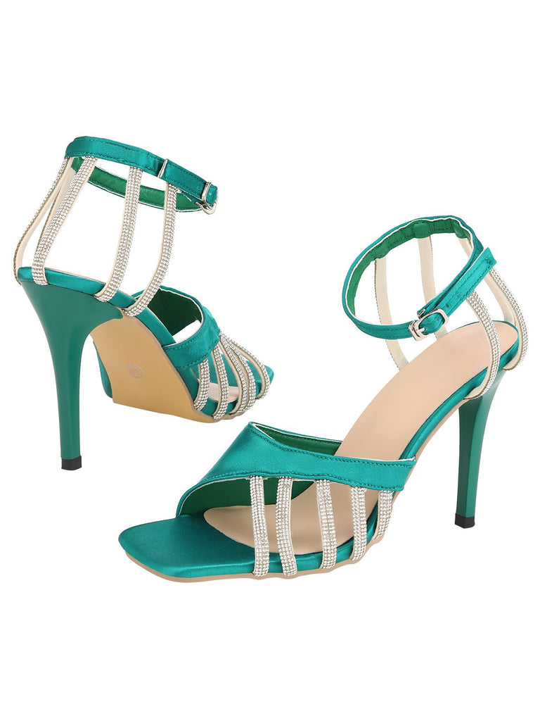 Green Buckle Fish Mouth High Heel Shoes — vintage elegance for the modern woman