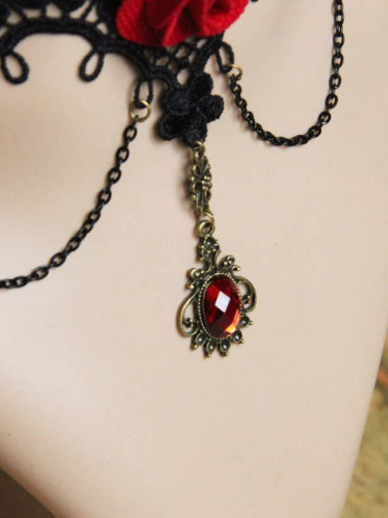Halloween 3D Rose Flower Lace Necklace — vintage elegance for the modern woman