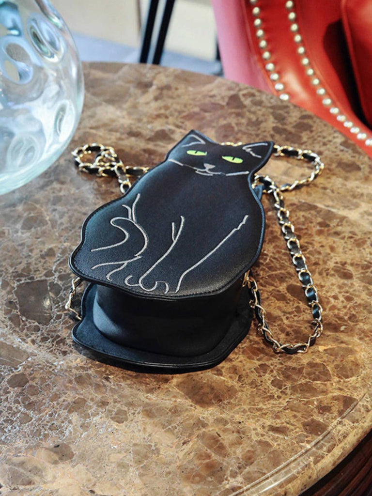 Halloween Cute Black Cat Bag - vintage fashion, retro style, classic black