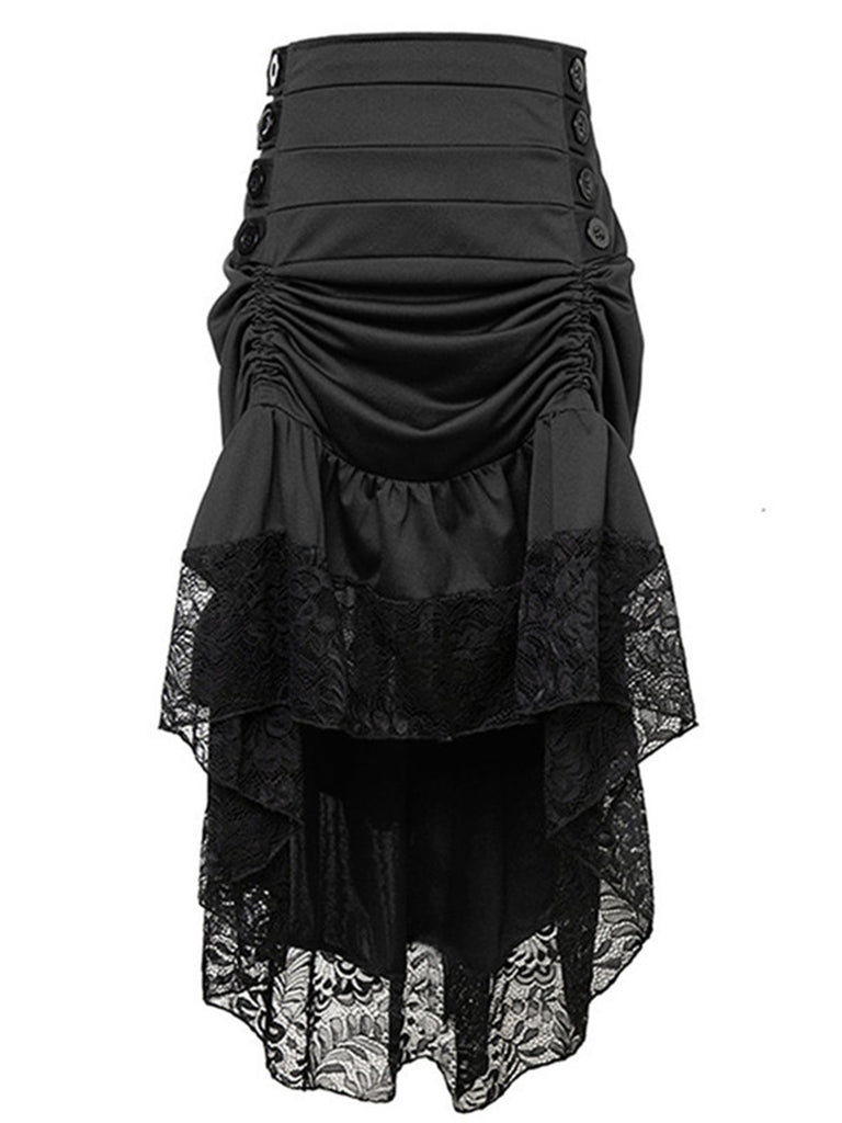 Halloween Solid Lace Gothic Ruffle Skirt: timeless style reimagined