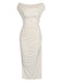 Ivory 1960s Cap Sleeve Slim Pleated Dress: timeless style reimagined