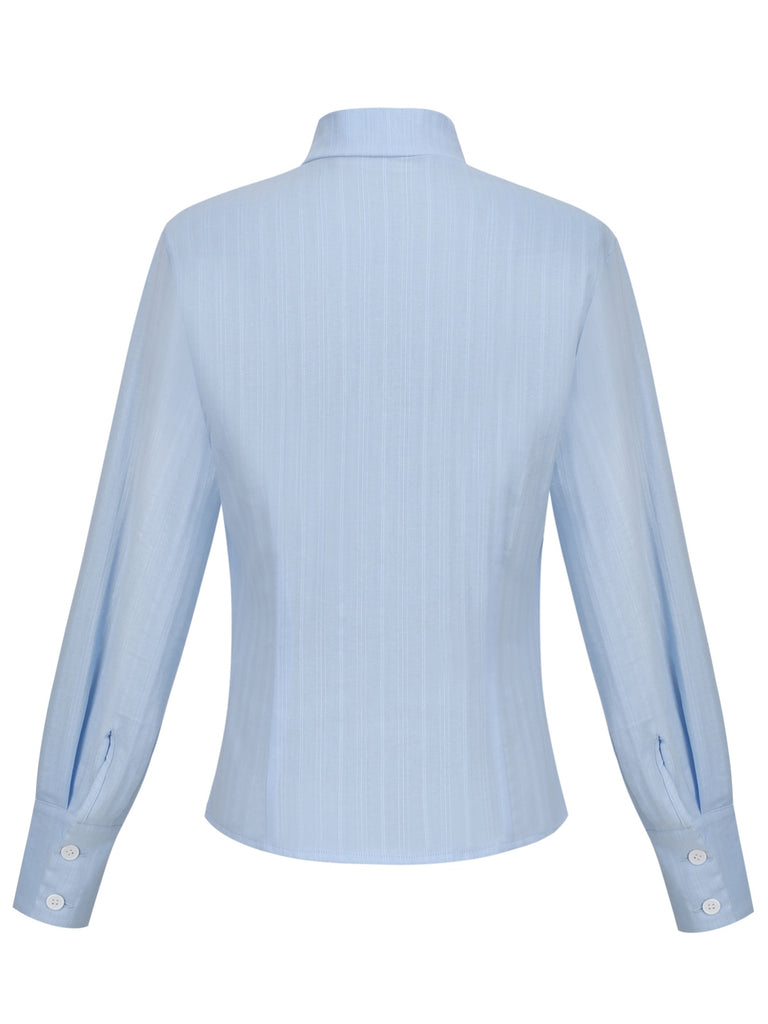Light Blue 1950s Bow Collar Blouse: timeless style reimagined