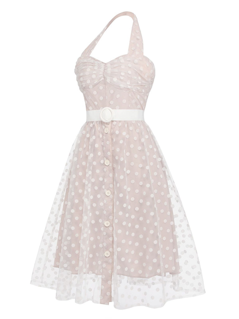 Light Pink 1950s Halter Romper & Polka Dots Skirt — vintage elegance for the modern woman
