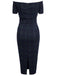Navy 1960s Plaids Bodycon Dress, classic 1960s style elegant retro fashion - Image 3