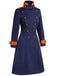 Navy Blue 1940s Patchwork Button Coat, vintage coat, retro outerwear - perfect for women who love vintage and retro fashion