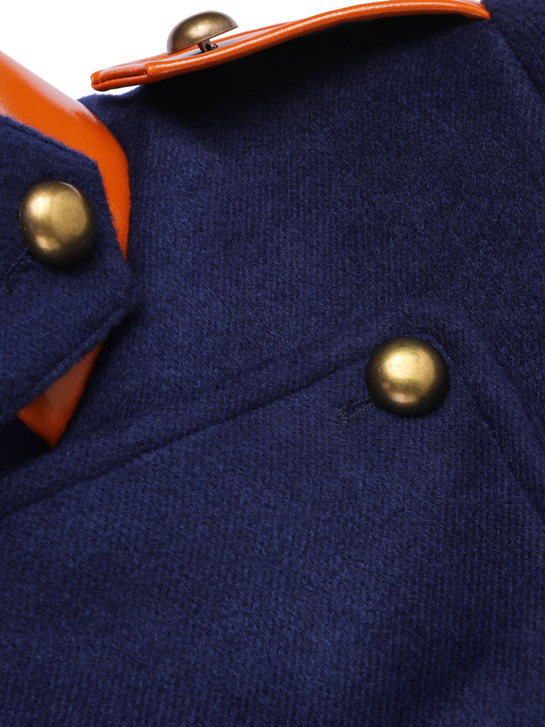 Navy Blue 1940s Patchwork Button Coat, vintage coat, retro outerwear - perfect for women who love vintage and retro fashion