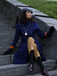 Navy Blue 1950s Patchwork Button Coat: timeless style reimagined