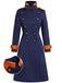 Navy Blue 1950s Patchwork Button Coat — vintage elegance for the modern woman
