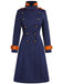Navy Blue 1950s Patchwork Button Coat: timeless style reimagined