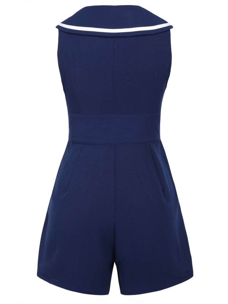 Navy Blue 1950s Sailor Collar Romper — vintage elegance for the modern woman