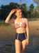 Navy Red Stripe Halter Bikini — vintage elegance for the modern woman